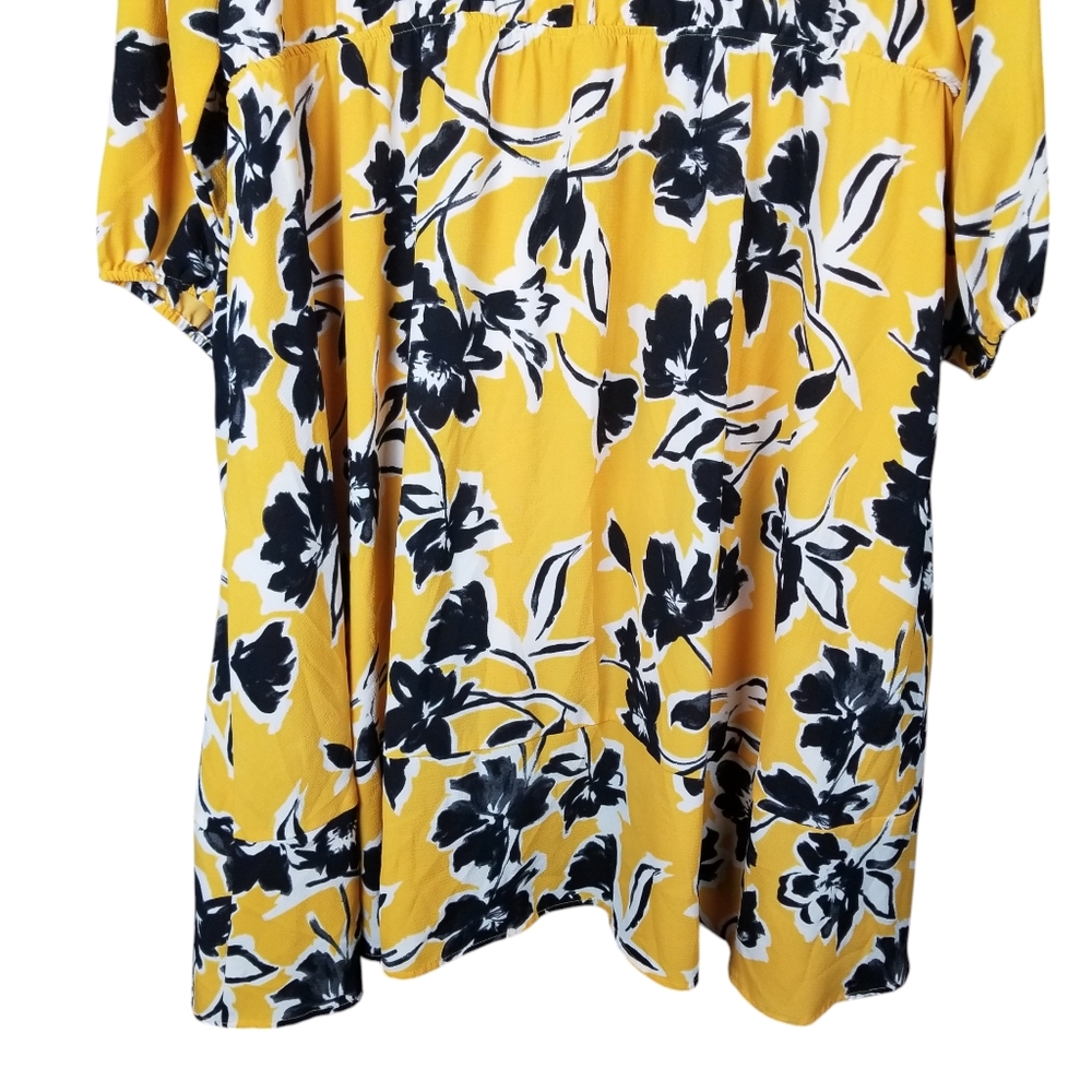 Lane Bryant BeautiCurve Crossover Midi Yellow And Black Floral Dress - Picture 7 of 10